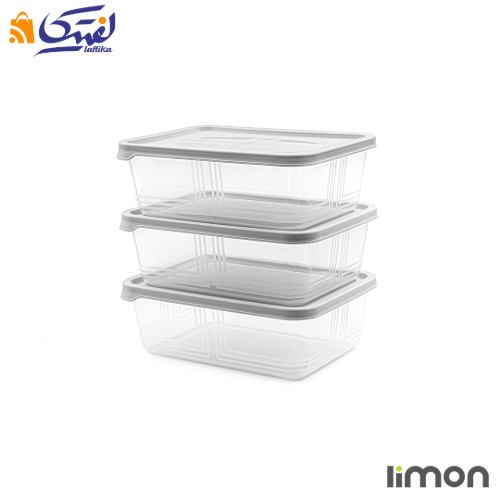 ظرف نگهدارنده مستطیل 2.5 لیتر 3 عددی لیمون 2407