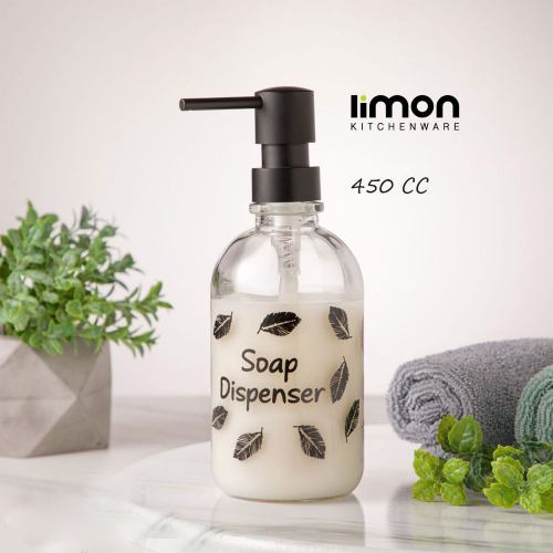 قیمت جا مایعی گرد شیشه ای 450cc لیمون شفاف 2089