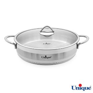 تابه استیل یونیک درب دار دو دسته مدلUN-9947 سایز 32