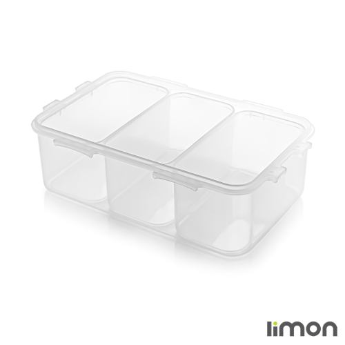 خرید ظرف فریزری مستطیل سه خانه لیمون 7743