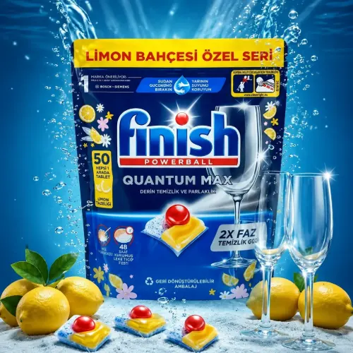 خرید قرص ظرفشویی فینیش کوانتوم مکس 50عددی لیمویی اصل QuantumMax