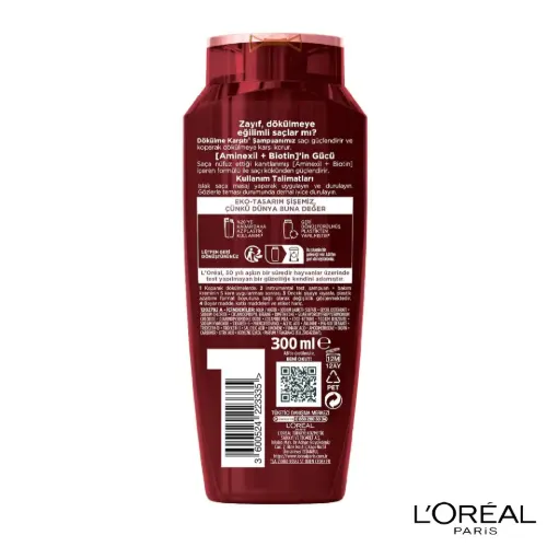 قیمت شامپو لورال ضدریزش و آسیب دیده 300ml O`REAL اصل