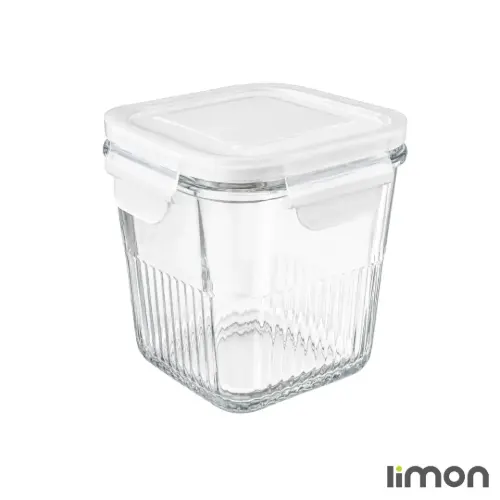 کیفیت ظرف شیشه ای مربع دربدار 860 میلی لیتری لیمون 1984