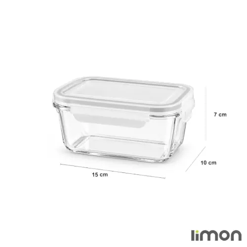خرید ظرف شیشه ای مستطیل 400 میلی لیتر لیمون 1804