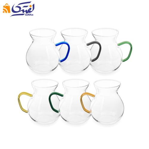 استکان دسته رنگی پیرکس