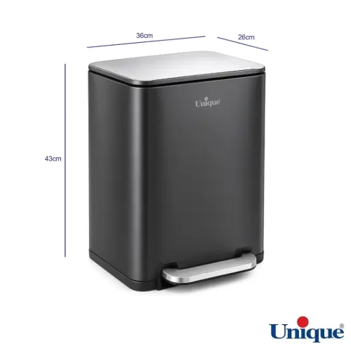 ابعاد سطل زباله چهارگوش 20 لیتری نوک مدادی یونیک UN-4305 با آرام بند