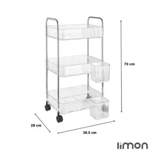 ابعاد ترولی 3 طبقه چرخ دار لیمون 237300