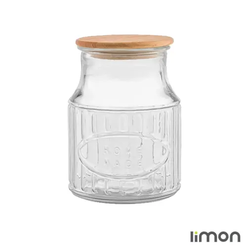 قیمت بانکه شیشه ای درب چوبی 1 لیتری لیمون 2262