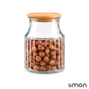 بانکه شیشه ای درب چوبی 1 لیتری لیمون 2262