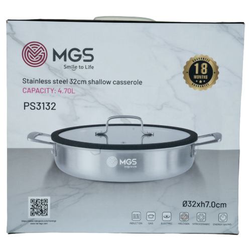 تابه سایز 32 دو دسته استیل کف لیزری کد PS3132