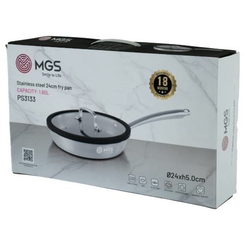 تابه سایز  24 تک دسته استیل کف لیزری کد PS3133