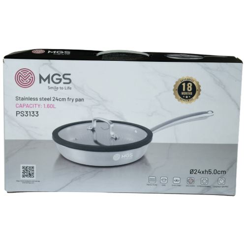 تابه سایز  24 تک دسته استیل کف لیزری کد PS3133