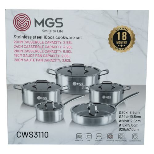 سرویس قابلمه 10 پارچه استیل کف لیزری کد CWS3110
