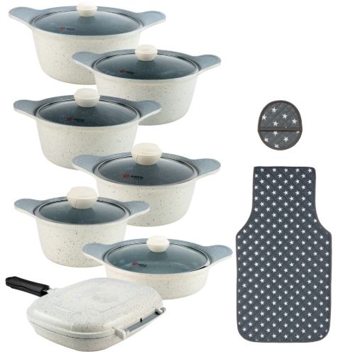 سرویس قابلمه 17 پارچه گرانیت طرح کره ای D