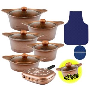 سرویس قابلمه 15 + 2 پارچه گرانیت طرح کره ای C